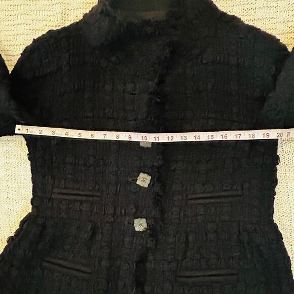 Chanel Square Button Black Tweed Jacket Blazer Skirt Suit FR 44 46 US 8 10 12 14 - Picture 5 of 15